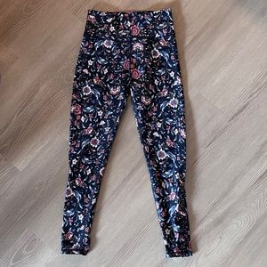 SOULCycle Rouched Navy Floral leggings